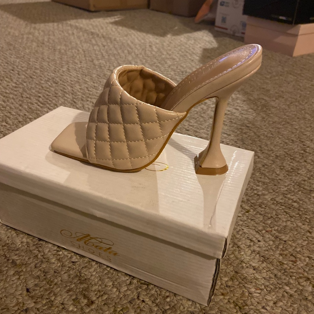 Beige Open Toe Heels